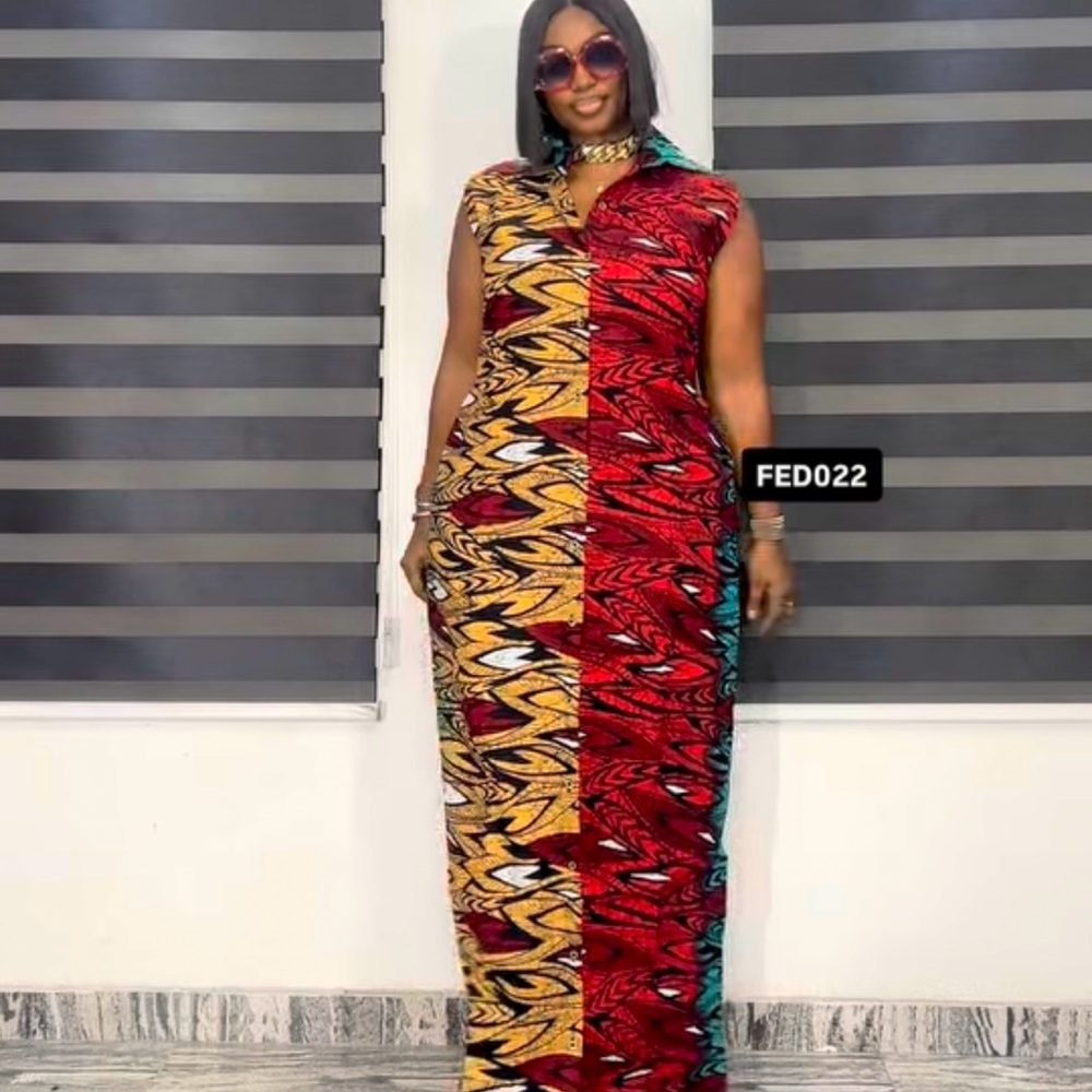 Colorblock Sleeveless Maxi Dress in Red, Yellow & Teal